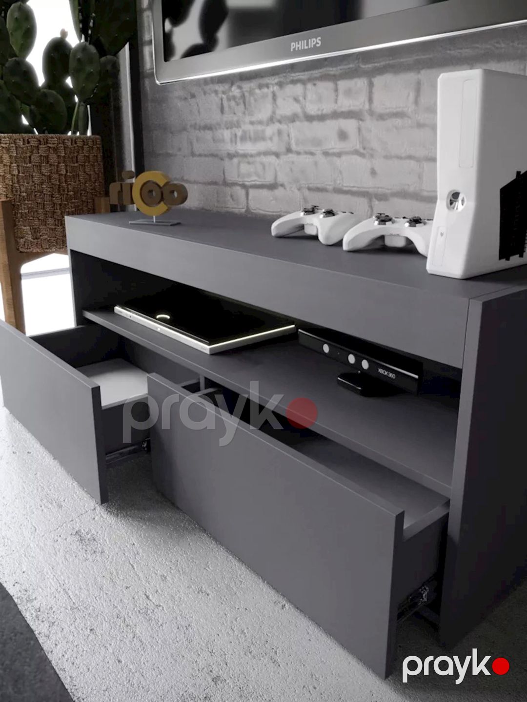 TV üçün tumba 3563_LETNEWHatAndr, Ldsp, boz, 45x34.3x112 sm — Mallar, Bakı (3)