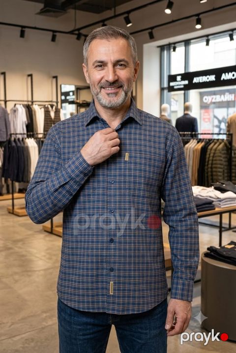 Uzunqol köynək kişilər üçün SM07, göy, pambıq, ölçü XL — Bakı
