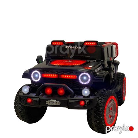 Uşaq elektrik avtomobili Truck-jeep slm-azr505, 4 motor, rezin təkərlər, işıqlı faralar, dəri oturacaqlar, mp3, 1-7 yaş, qırmızı/qara — Bakı