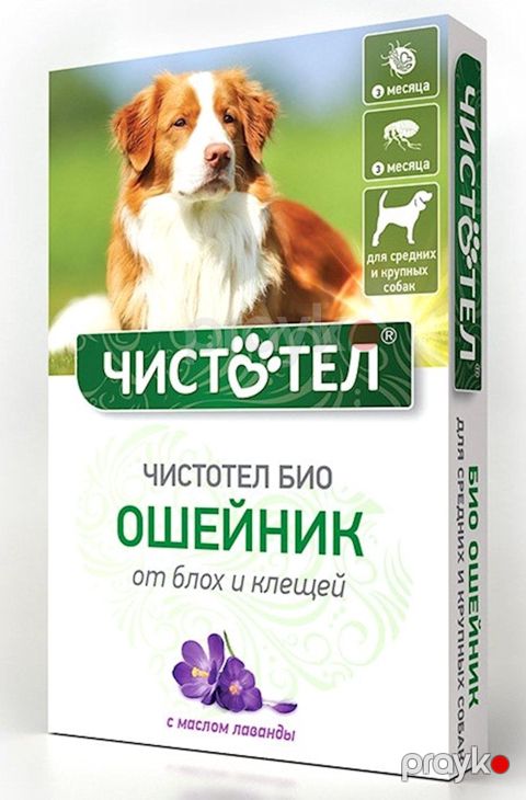 Boyunluq "Чистотел" Bio, iri və orta ölçülü itlər üçün, birə və gənə əleyhinə, lavanda ilə, 65 sm — Bakı