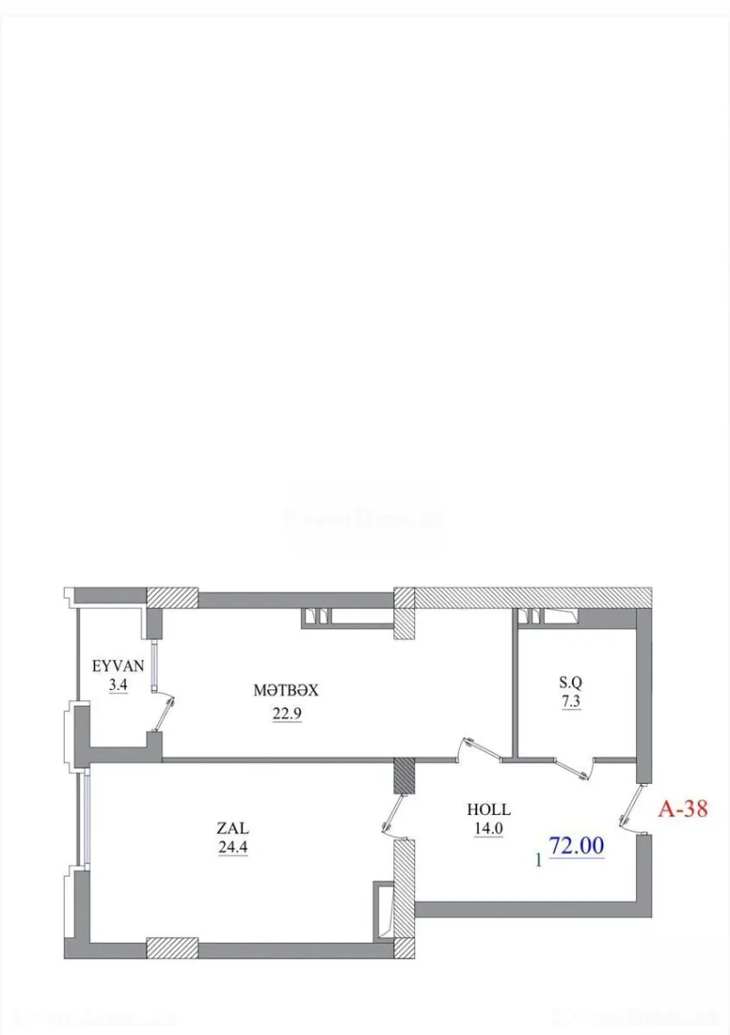 Satılır 2 otaqlı Mənzil Yeni tikili 72 m² Bakı, Yasamal r., Nizami m — Mənzil, Bakı (2)