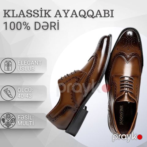 Kişilər üçün oksford EB_727, qəhvəyi, təbii dəri, ölçü 44 — Bakı
