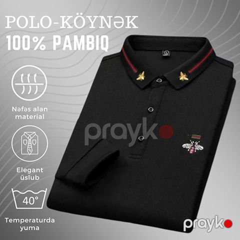 Kişilər üçün polo EB_777, qara, pambıq, ölçü XXL — Bakı
