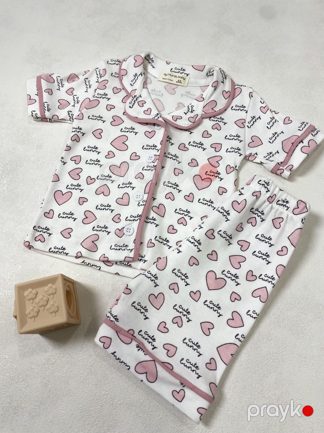 Qızlar üçün şortlu pijama dəsti 648-15644, pambıq, ağ, 18-24 ay, 2 əşya — Mallar, Bakı (3)