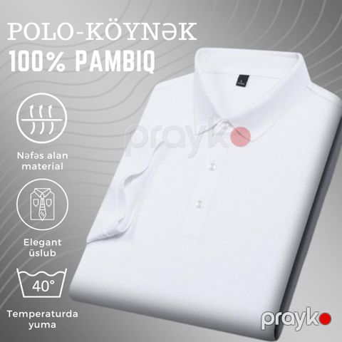 Kişilər üçün polo EB 780, ağ, pambıq, ölçü L — Bakı