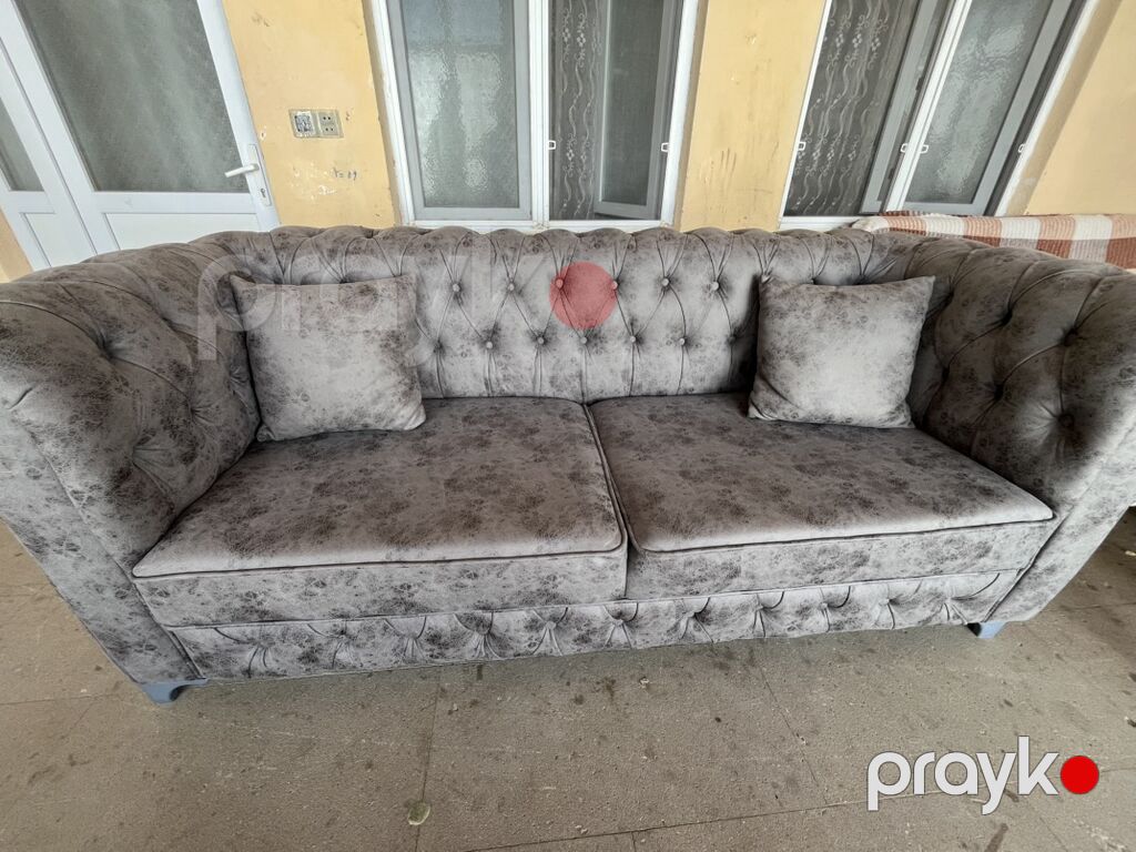 Xüsusi dizayn boz rəng Chesterfield üslublu divan - Üslub: Klassik — Divanlər, Digah (7)