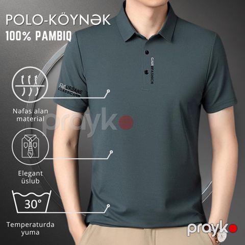 Kişilər üçün polo EB_1074, yaşıl, pambıq, ölçü M — Bakı