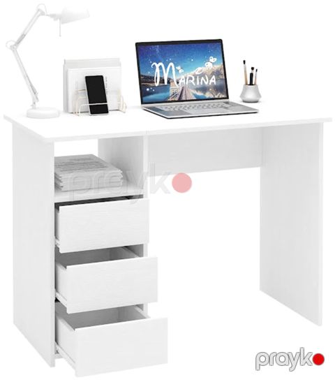 Kompüter masası Marina 3563_M25Stol3PlokiOtkritiyWh, Ldsp, 75x52x104 sm, ağ — Bakı