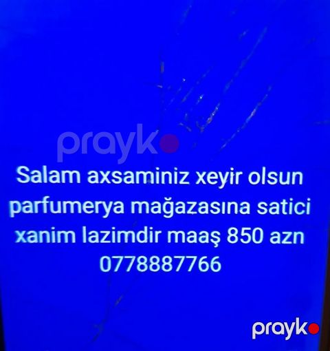 Satış məsləhətçisi tələb olunur, Yalnız qadınlar üçün, İstənilən yaş, Təcrübəsiz, Aylıq ödəniş — Bakı