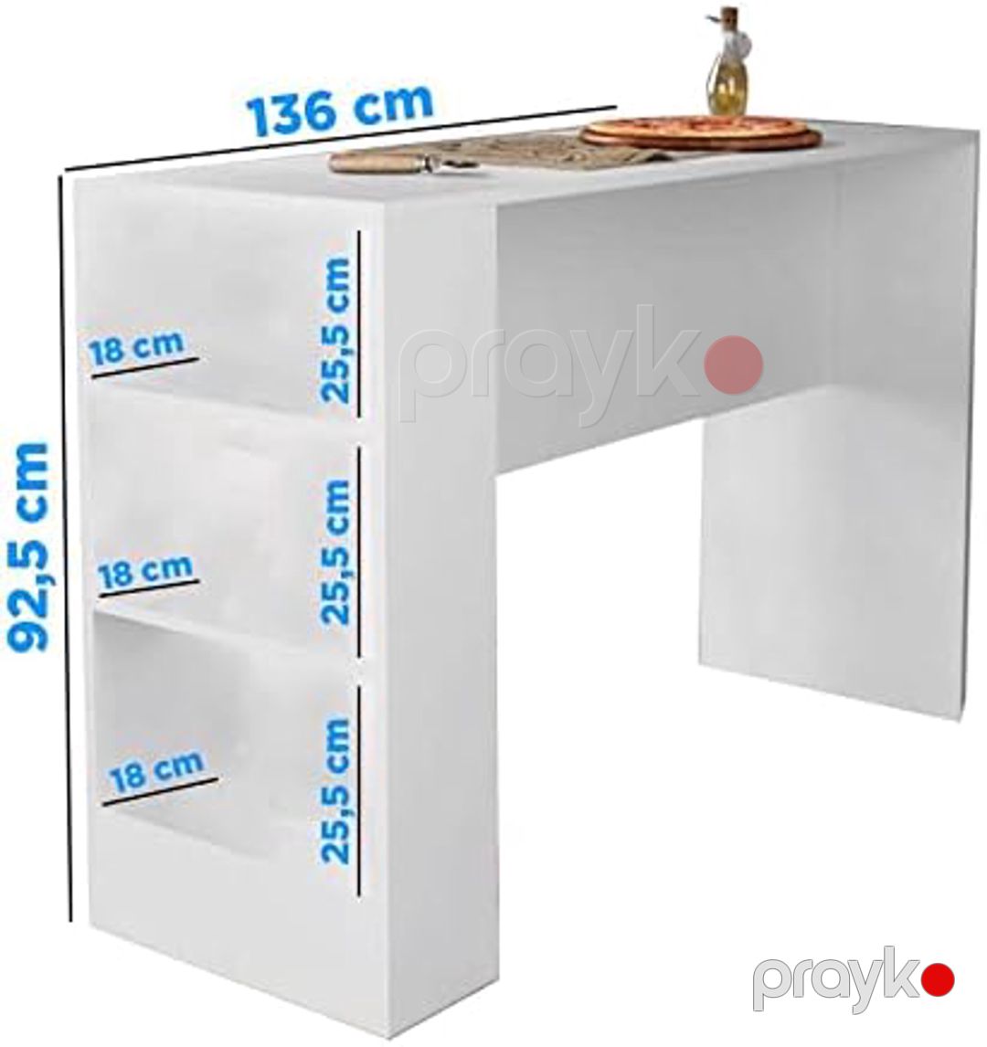 Masa Ev Plus Balcao, Ldsp, ağ, 136x92x60 sm — Mallar, Bakı (3)