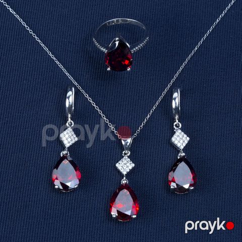 Zinət dəsti kulonlu zəncir, sırğa və üzük Azgold 382, gümüşü VJ811098 No Brand — Bakı