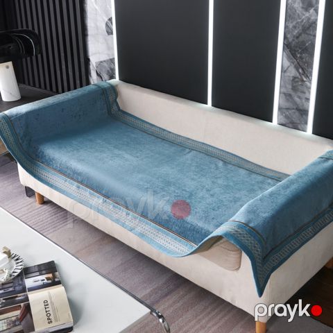 Divan örtüyü Annaberry 296, firuzəyi, maqnitli, 70x260 sm — Bakı