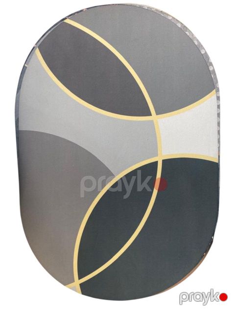 Qapı qabağı xalça, qızılı, göy və boz rəngli, qövsvari və dairəvi fiqurlu, 40x60 sm - SH-1513 — Bakı