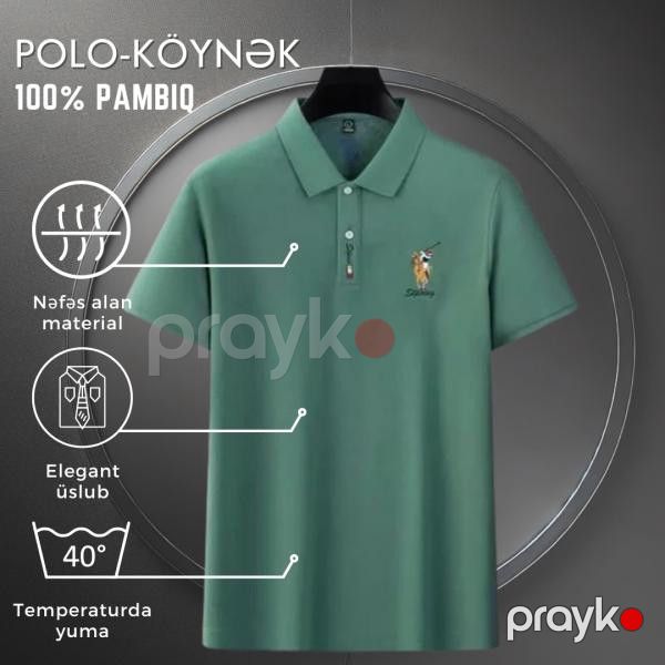 Kişilər üçün polo EB_788, yaşıl, pambıq, ölçü XXL — Mallar, Bakı (2)