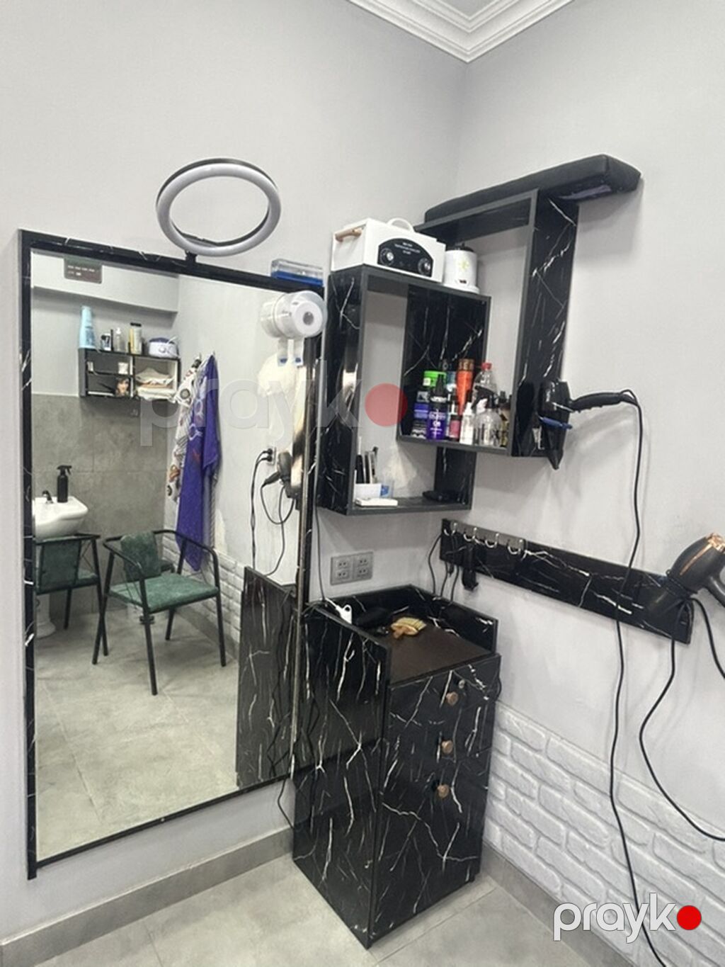 Güzgü 1.60 eni 0.80 Divar rəfi Yerdən şkaf Bərbər/kosmetoloji — Salon mebeli, Mehdiabad (3)