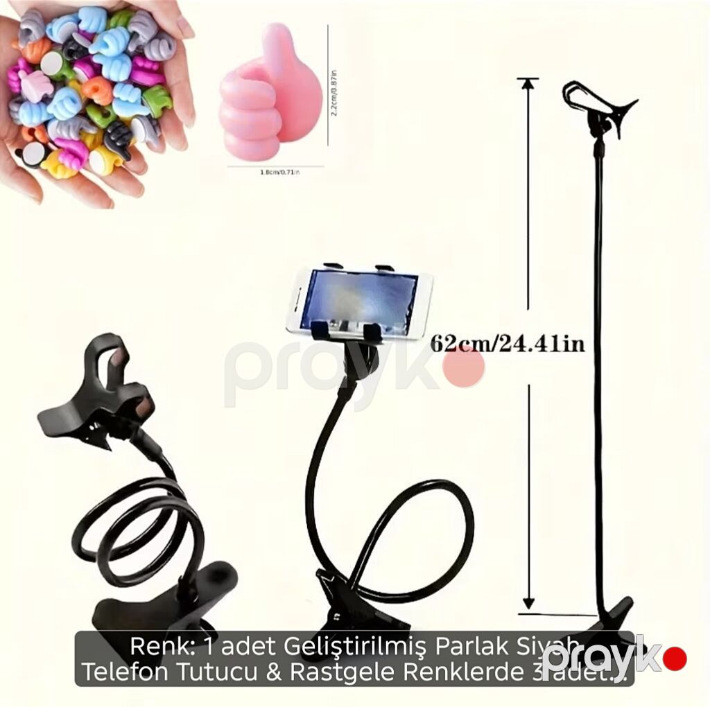 Multifunksional universal şlanq tipli telefon tutucu – 360° dönən — Tripod, steadicam, video işıq, Digah (9)