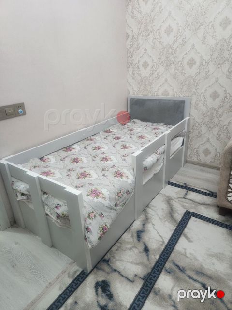 Uşaq üçün təhlükəsizlik məhəccərli tək nəfərlik çarpayı - Rəng: ağ — Bakı