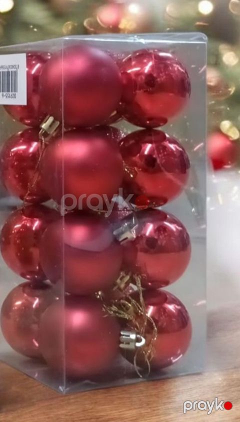 Şam ağacı oyuncaqları dəsti ST-TZ-014, qırmızı, 16 əd, top - ST-TZ-014 — Bakı