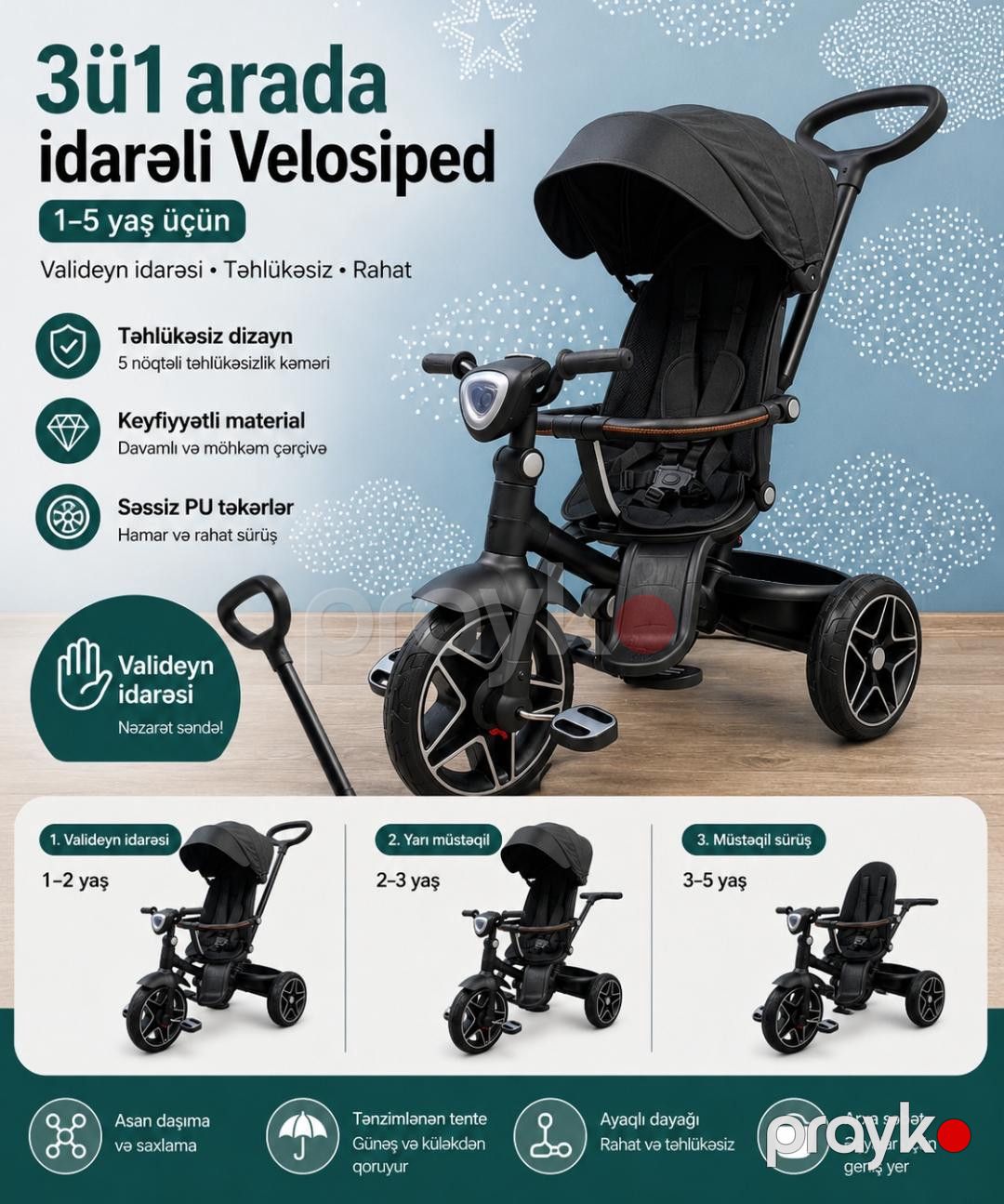 Uşaq üçtəkərli velosiped, ABC_0007, Qara — Mallar, Bakı (2)