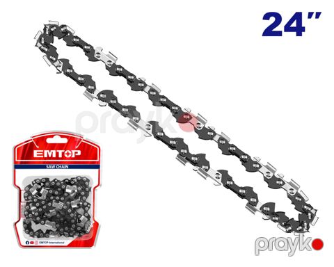 Mişar zənciri Emtop 24 düym, addım: 3/8", qalınlıq: 0.063", 84 bənd, uyğunluq: EGCS24621 model zəncirli mişar üçün, ikiqat blister qablaşdırma - ECSL5241 — Bakı
