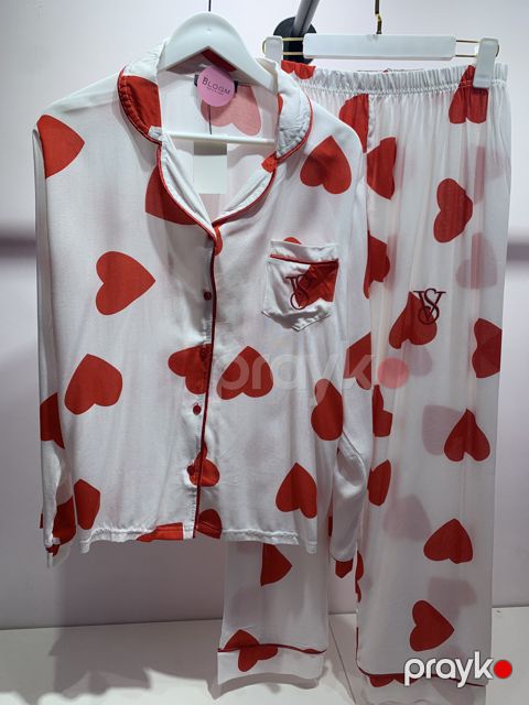 Qadınlar üçün şalvarlı pijama dəsti N-02, ağ, pambıq, ölçü XL — Bakı