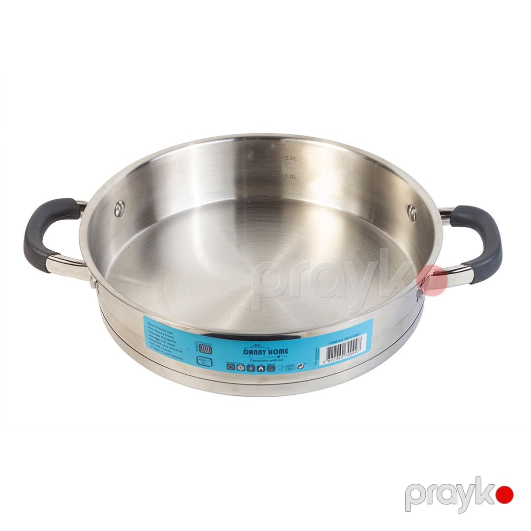 Qazan Danny Home, 36.5x27.5x10 sm, 3 l, paslanmayan polad/şüşə, gümüşü/şəffaf — Mallar, Bakı (2)