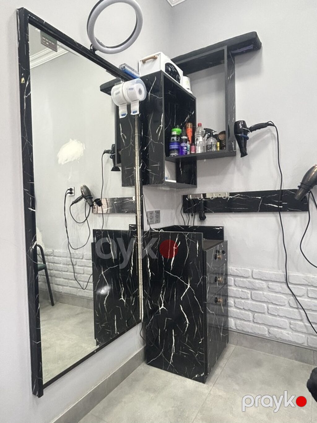 Güzgü 1.60 eni 0.80 Divar rəfi Yerdən şkaf Bərbər/kosmetoloji — Salon mebeli, Mehdiabad (4)