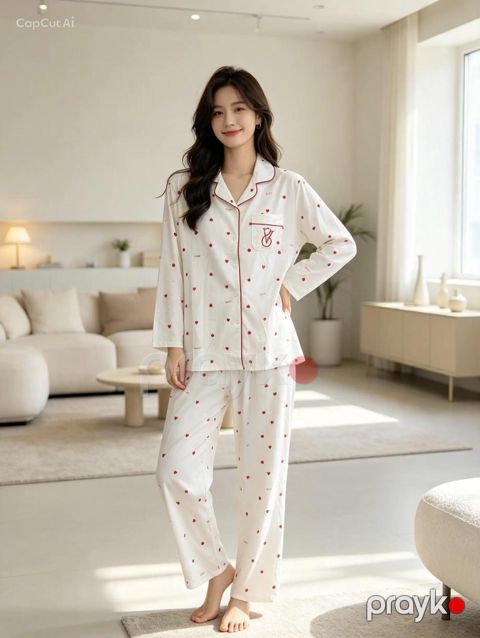 Qadın üçün şalvarlı pijama dəsti, ağ, pambıq, ölçü L — Bakı