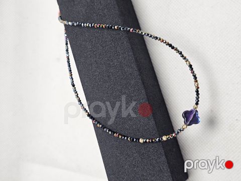 Qadin üçün boyunbağı Swarovski kristallarla və Wancleef aksesuarla, 6 qızıl muncuqlarla 585 əyyar — Bakı