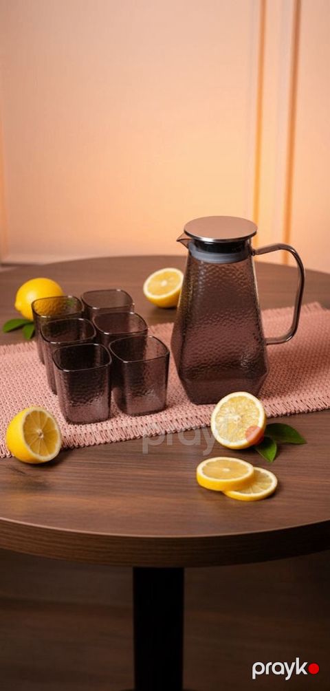 Qrafin və stəkan dəsti, şüşə, boz, 7 parça — Bakı