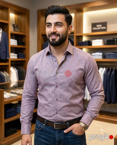Kişilər üçün uzunqol köynək, çəhrayı, pambıq, ölçü M — Bakı
