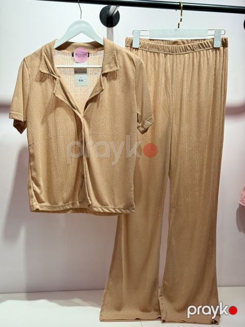 Şalvarlı pijama dəsti No brand S Bej Poliester 01.00018 — Bakı
