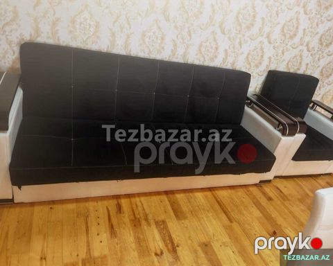 Qara divan + 2 kreslo satılır — Bakı