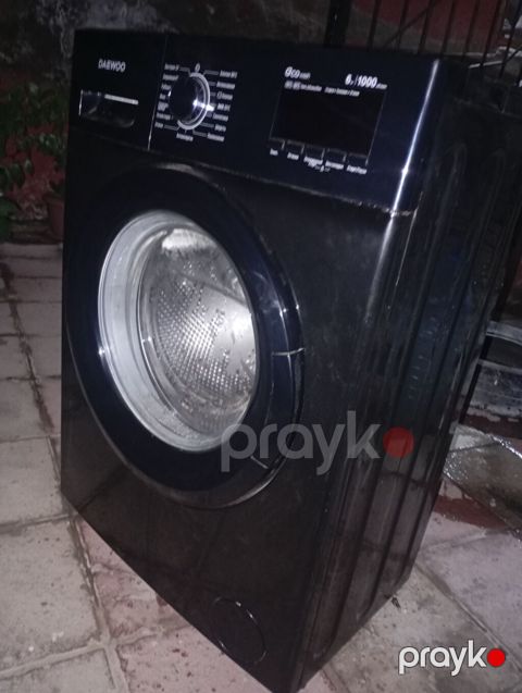 Daewoo önyükləməli paltaryuyan maşın - Rəng: qara, şüşə lyuklu - Ön — Bakı