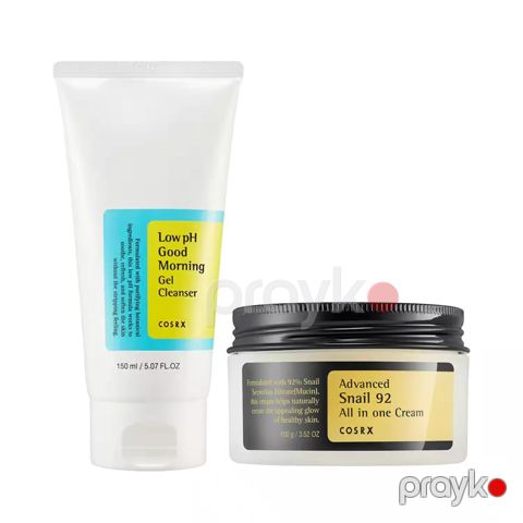 Üzə qulluq dəsti Cosrx Yuyunma üçün gel Low pH Good Morning 150 ml + Üz kremi Advanced Snail 92, 100 ml — Bakı