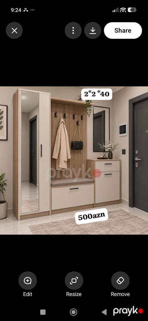 Dəhliz üçün çoxfunksiyalı mebel dəsti Ölçü: 2 2 40 Qiymət: 500 — Digah