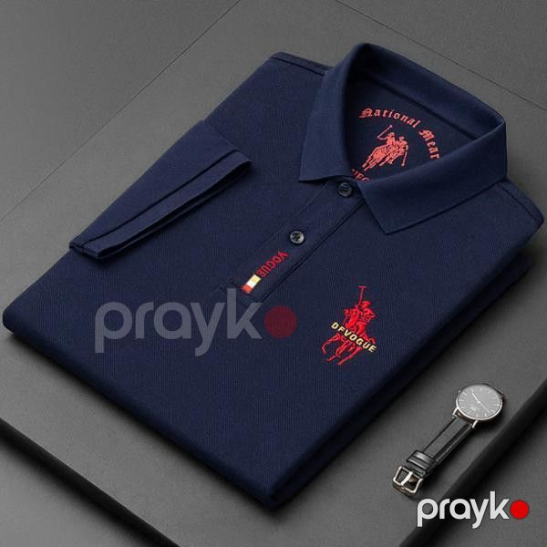 Kişilər üçün polo EB_757, göy, pambıq, ölçü L — Mallar, Bakı (2)