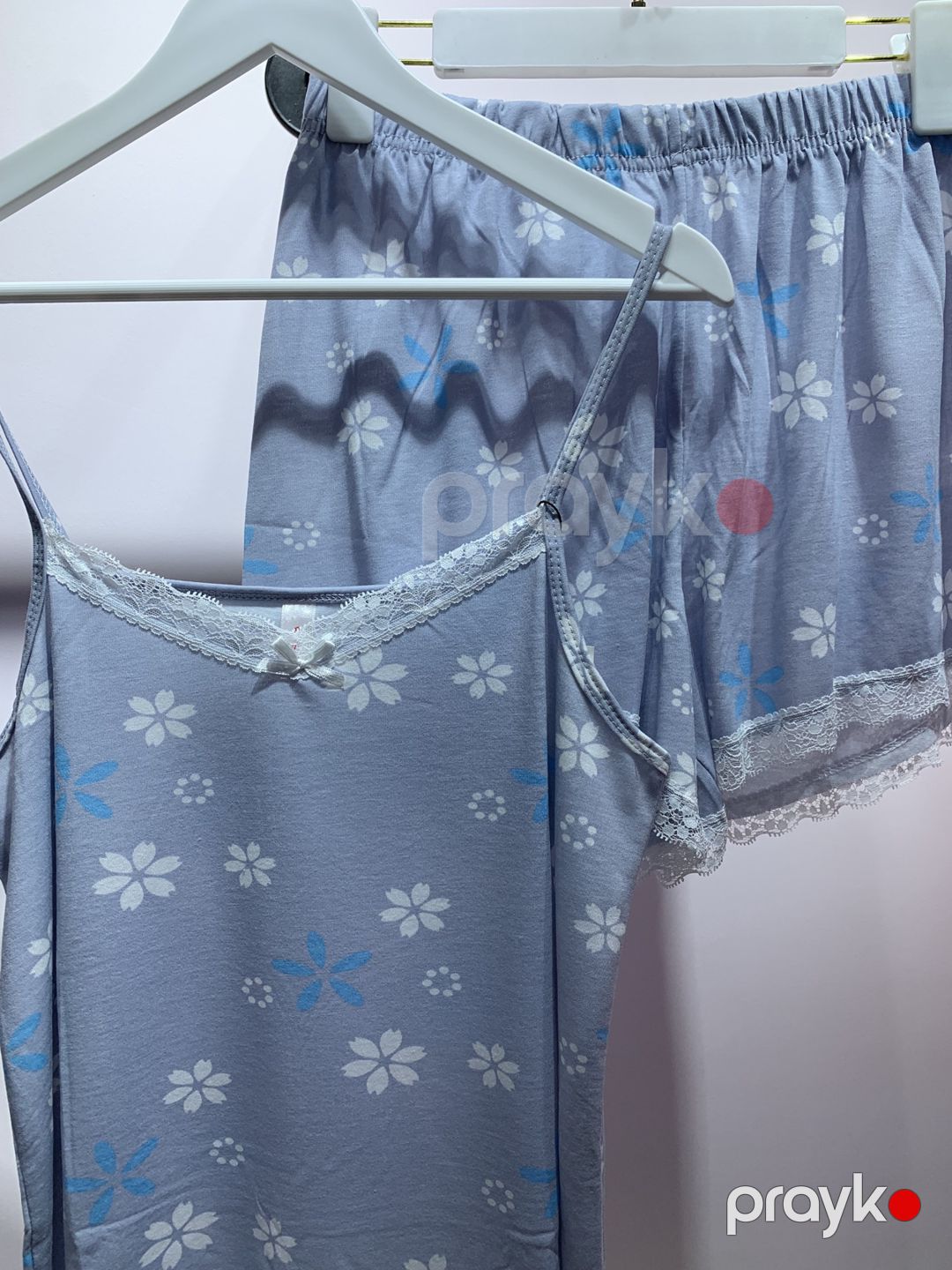 Şortlu pijama dəsti 12215, ölçü XL, mavi, poliester/viskoz — Mallar, Bakı (3)