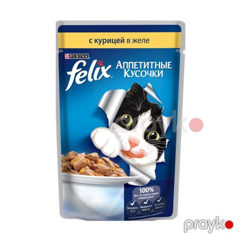 Nəm yemək Purina Felix pişiklər üçün iştahaçan parçala jeledə toyuq əti ilə, 85 q — Bakı