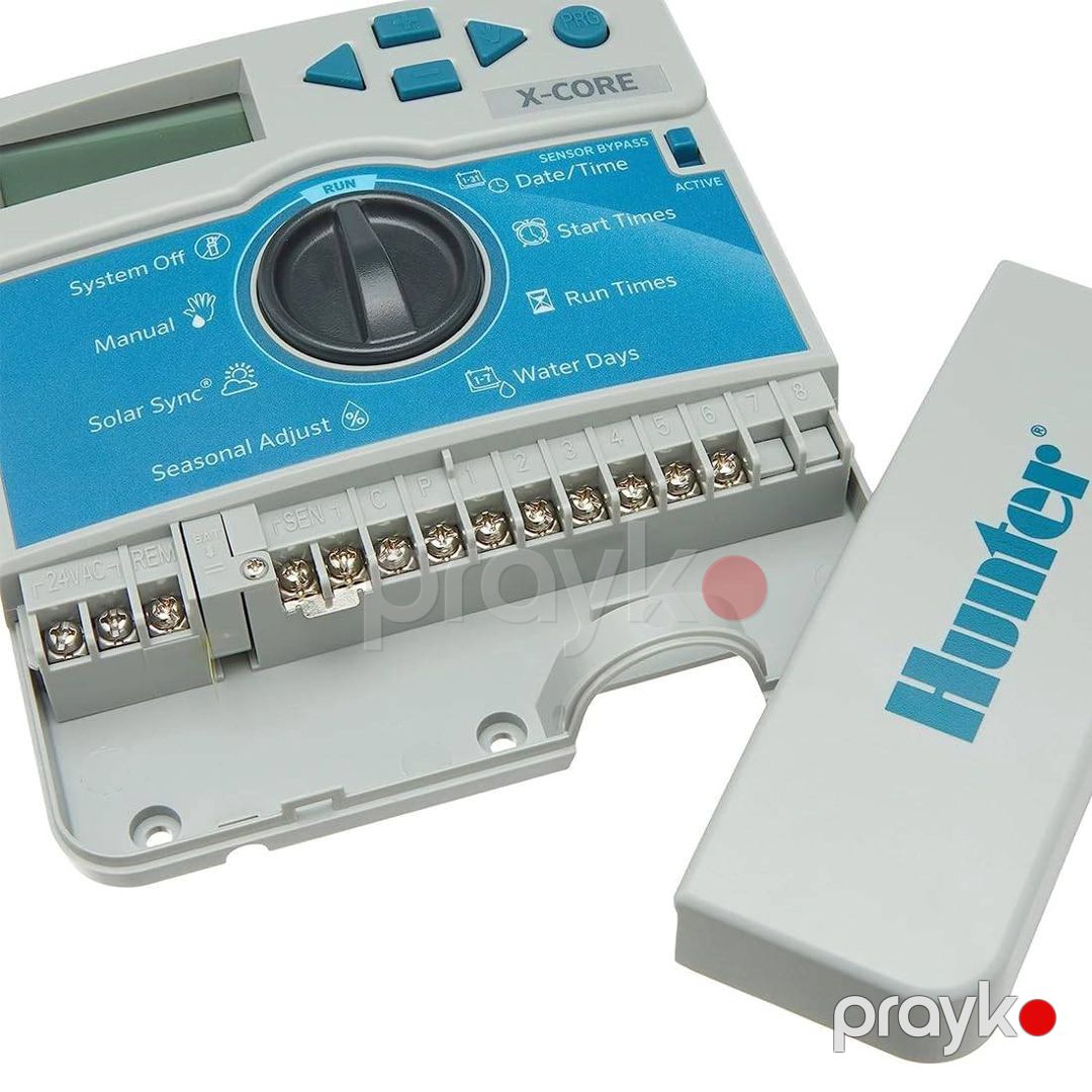 Suvarma sistemləri taymeri Hunter X-Core-801i-E, 8 stansiya, 8 zonalı, qapalı məkanlar üçün, 24 V solenoid klapanları idarə edir - 611698146477 — Mallar, Bakı (2)