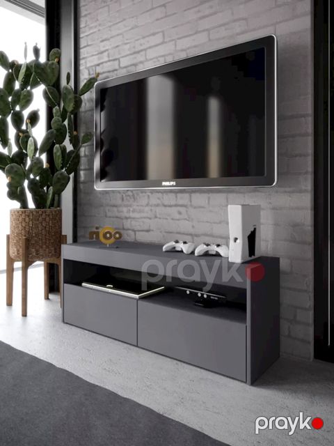 TV üçün tumba 3563_LETNEWHatAndr, Ldsp, boz, 45x34.3x112 sm — Bakı