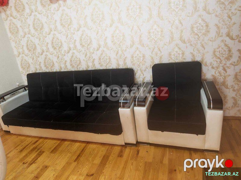 Qara divan + 2 kreslo satılır — Divanlər, Bakı (6)