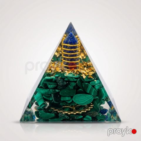 Suvenir Enerji Piramidası, malaxit/lapis lazuli/epoksid, 6 sm — Bakı