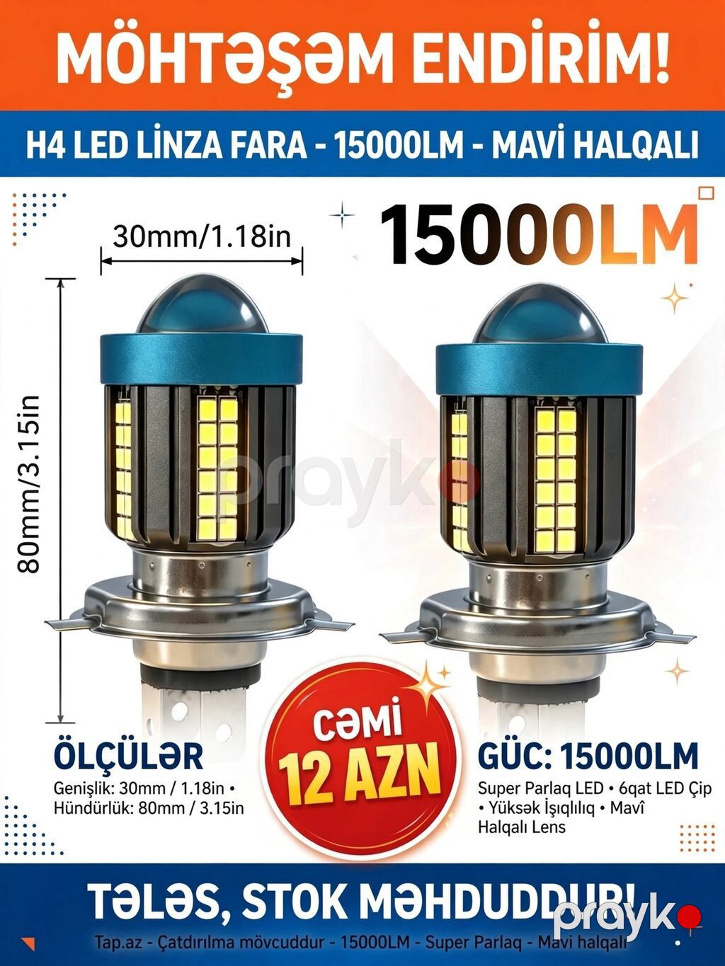 Moto LED işıqlandırma aksesuarları 1) Moto LED projektor fara — Avtomobil işığı, Bakı (2)