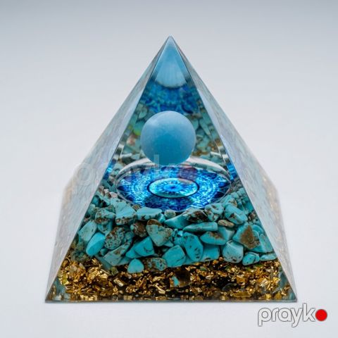 Suvenir Enerji Piramidası, mavi mandala/epoksid, 6 sm — Bakı