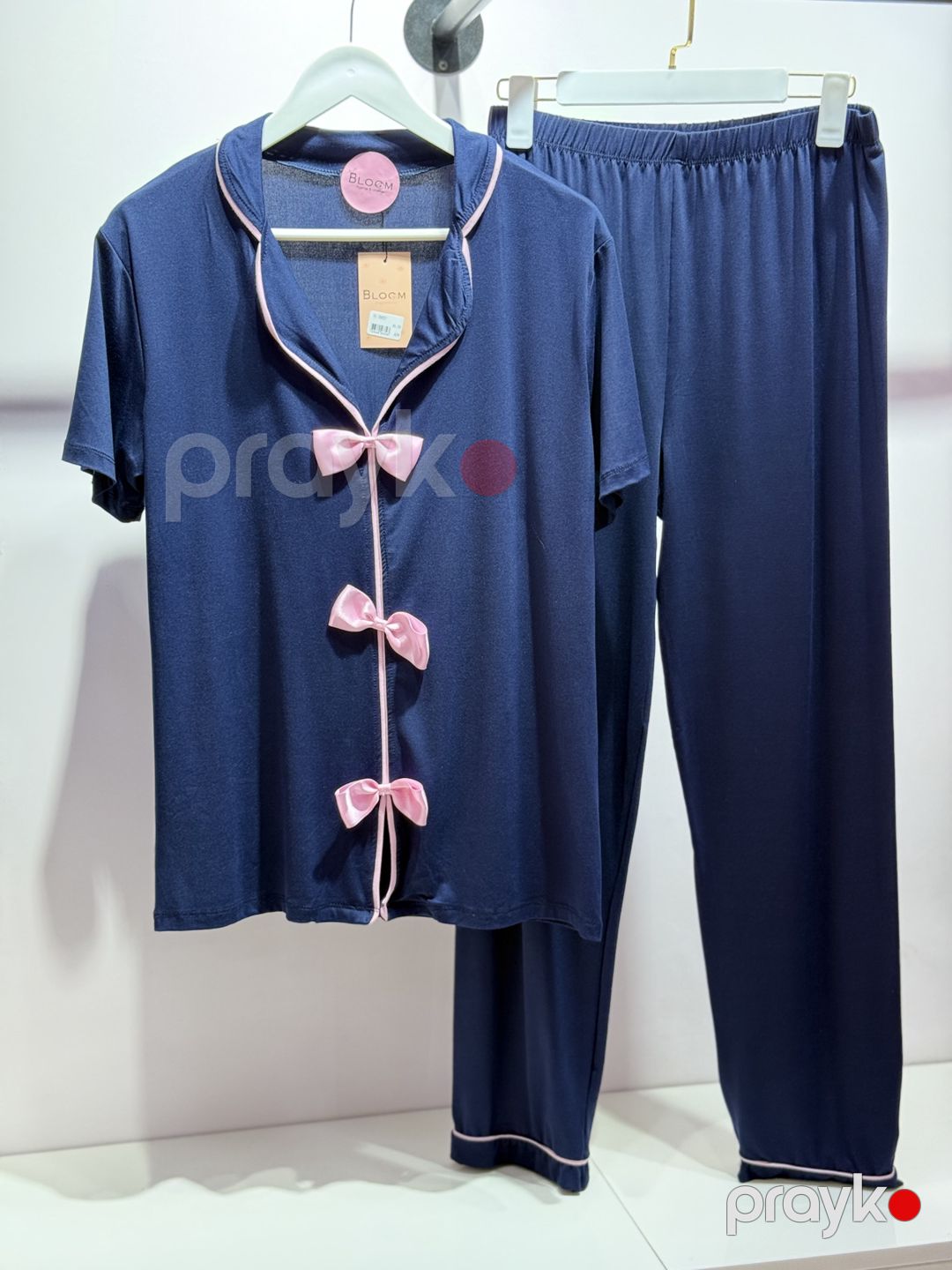 Qadınlar üçün şalvarlı pijama dəsti B-73, tünd göy, poliester/likra, ölçü 2XL — Mallar, Bakı (2)