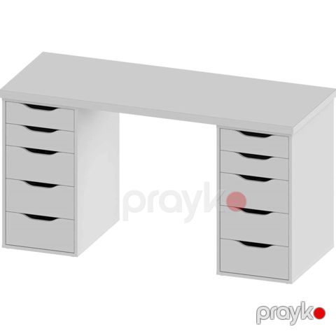 Yazı masası 3563_M2StolTumba6Roliki2Wh Ağ, Ldsp, 75x55x140 sm — Bakı
