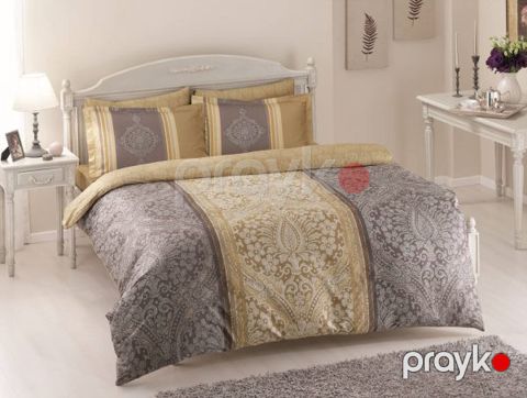 Yataq dəsti TAC Damas Grey, yorğan üzü 200x220 sm, çarşaf 240x260 sm, yastıq üzü 50x70 sm 4 əd, ikinəfərlik, satin, boz — Bakı