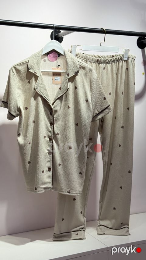 Qadınlar üçün şalvarlı pijama dəsti 5151, qəhvəyi, elastan/poliester, ölçü S — Bakı
