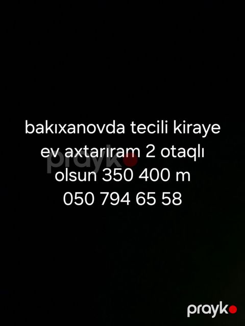 Bakıxanovda kirayə ev axtarışı. - 2 otaqlı mənzil tələb olunur — Bakı